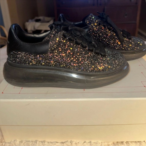 Alexander McQueen Black Glitter Sneakers - Picture 2 of 6